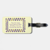 Étiquette À Bagage Balises de bagage de diamants jaunes violets (Dos horizontal)