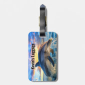 Étiquette À Bagage Balises de bagage Dolphin Monogramme de plage (Dos Vertical)