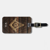 Étiquette À Bagage Balises de bagage maçonnique en bois rustique | Ca (Devant horizontal)