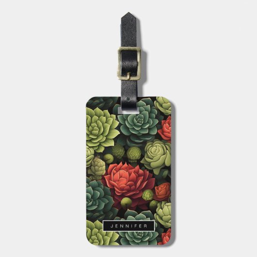 Étiquette À Bagage Balises de bagage Succulentes (Devant Vertical)