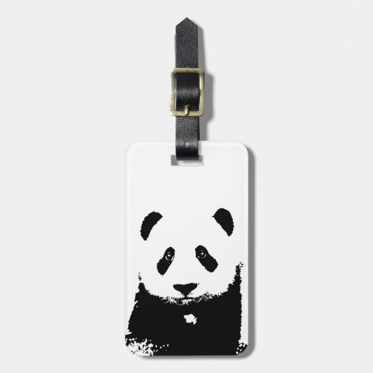 Étiquette À Bagage Balises de bagages Panda noir et blanc (Devant Vertical)