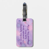 Étiquette À Bagage Balises de bagages rose bleu lavande (Dos Vertical)