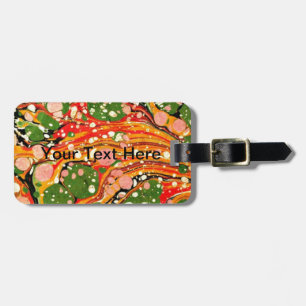 Étiquette À Bagage Balises personnalisées en marbre orange/vert/rose