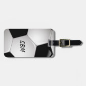 Étiquette À Bagage Balle de football Monogramme (Devant horizontal)