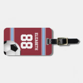 Étiquette À Bagage Balle de soccer Jersey Claret Blue Stripes (Devant horizontal)