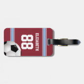 Étiquette À Bagage Balle de soccer Jersey Claret Blue Stripes (Dos horizontal)