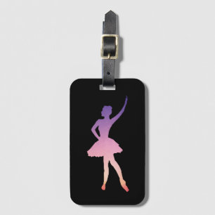 Étiquette À Bagage Ballerina fille silhouette rose violet