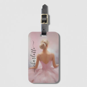 Étiquette À Bagage Ballerina peinte en rose