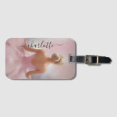 Étiquette À Bagage Ballerina peinte en rose (Devant Horizontal)