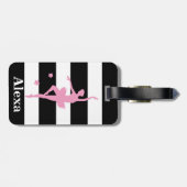 Étiquette À Bagage Ballerina personnalisée Cute Yellow Pink (Dos horizontal)