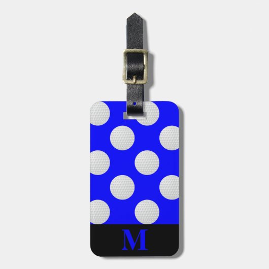 Étiquette À Bagage Balles de golf blanches Monogram, Bleu (Devant Vertical)