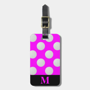 Étiquette À Bagage Balles de golf blanches Monogram, rose