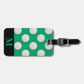 Étiquette À Bagage Balles de golf blanches Monogram, vert trèfle (Devant horizontal)