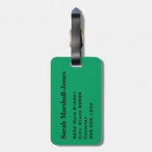 Étiquette À Bagage Balles de golf blanches Monogram, vert trèfle (Dos Vertical)
