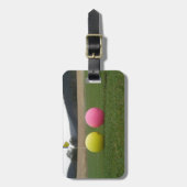 Étiquette À Bagage balles de golf jaunes et roses, (Devant Vertical)