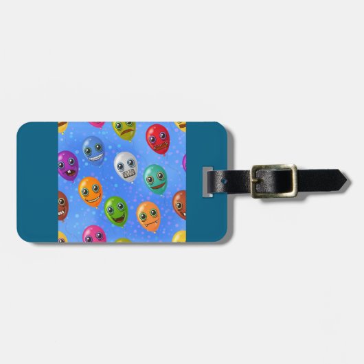 Étiquette À Bagage Ballons de visage monstre amusants (Devant horizontal)