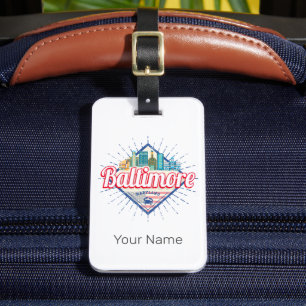 Étiquette À Bagage Baltimore Maryland États-Unis Skyline Vintage