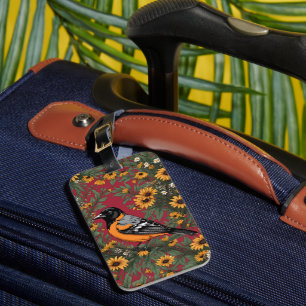 Étiquette À Bagage Baltimore Oriole Oiseau Et Fleurs Susan Oiseaux No