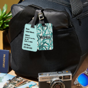 Étiquette À Bagage Bamboo Jungle Hawaiian Stripe - Turquoise et Aqua