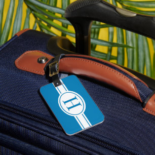 Étiquette À Bagage Bande blanche et bouclier ovale avec monogramme su