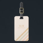 Étiquette À Bagage Bande Chic Boho | Monogramme à tonus terrestre<br><div class="desc">Des rayures d'inspiration rétro aux tons chauds et un design hors centre moderne. Personnalisez cette étiquette de bagage chic boho avec vos initiales à l'avant.</div>