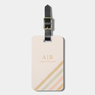 Étiquette À Bagage Bande Chic Boho   Monogramme à tonus terrestre