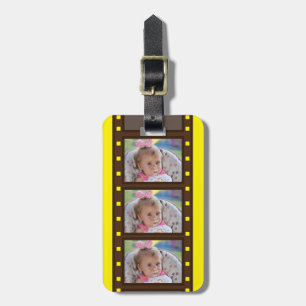 Étiquette À Bagage Bande de film rétro de photo personnalisée en jaun