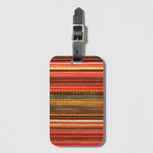 Étiquette À Bagage Bande de textile à rayures rouge orange et vert (Devant Vertical)