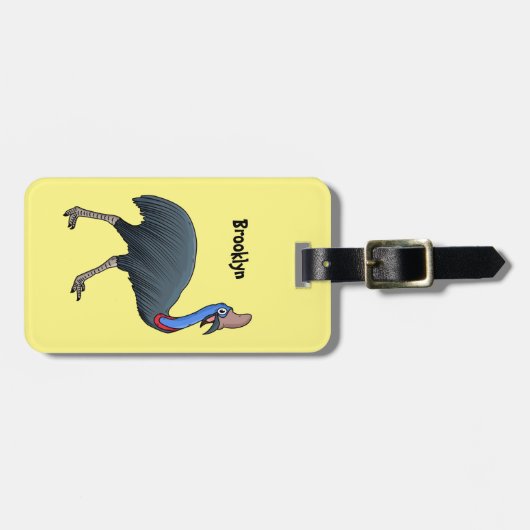 Étiquette À Bagage Bande dessinée d'oiseau joyeux (Devant horizontal)