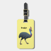 Étiquette À Bagage Bande dessinée d'oiseau joyeux (Devant Vertical)