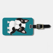 Étiquette À Bagage Bande dessinée drôle de chiot de Boston Terrier (Devant horizontal)