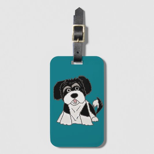 Étiquette À Bagage Bande dessinée drôle de chiot de Havanese (Devant Vertical)
