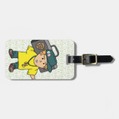 Étiquette À Bagage Bande dessinée mignonne du garçon qui aime la (Devant horizontal)