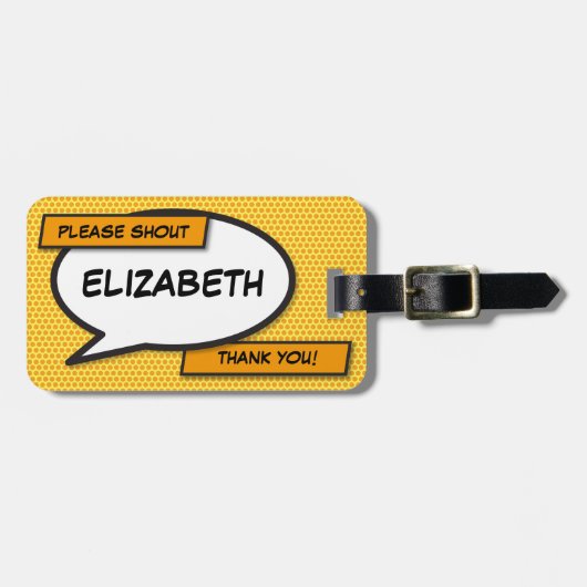Étiquette À Bagage Bande dessinée personnalisée Pop Art Speech Bulle (Devant horizontal)