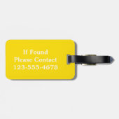 Étiquette À Bagage Bande noire et blanche avec monogramme jaune (Dos horizontal)