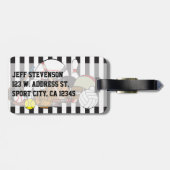 Étiquette À Bagage Bande noire et blanche - Référentiel (Dos horizontal)