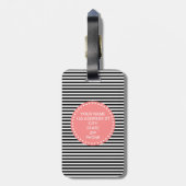Étiquette À Bagage Bande noire fine avec Monogramme de corail (Dos Vertical)