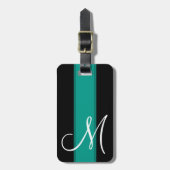 Étiquette À Bagage Bande turquoise avec gros monogramme (Devant Vertical)