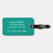 Étiquette À Bagage Bande turquoise avec gros monogramme (Dos horizontal)