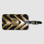 Étiquette À Bagage Bandes à pinces noires et dorées (Devant Horizontal)