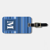 Étiquette À Bagage Bandes bleu monogramme (Devant horizontal)