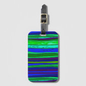 Étiquette À Bagage Bandes bleues et vertes (Devant Vertical)