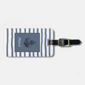 Étiquette À Bagage Bandes d'aquarelle d'ancre marine personnalisées (Devant horizontal)