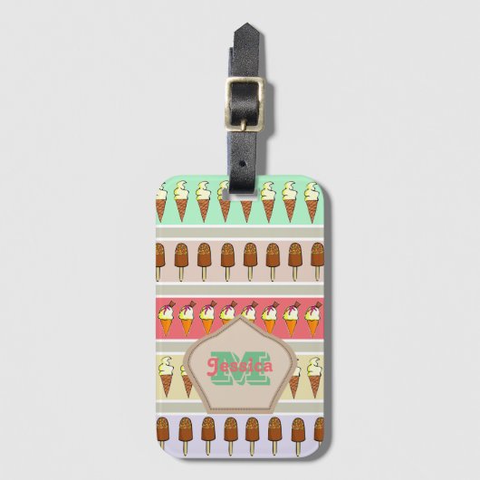 Étiquette À Bagage Bandes de crème glacée personnalisées (Devant Vertical)