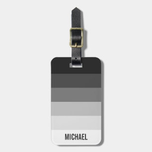 Étiquette À Bagage Bandes de dégradé noir et blanc avec nom