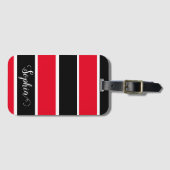 Étiquette À Bagage Bandes De Nom Personnalisées Rouge Et Noir (Devant Horizontal)