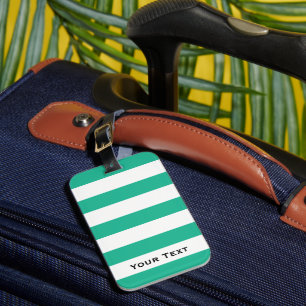 Étiquette À Bagage Bandes de transats vert et blanc Personnalisées