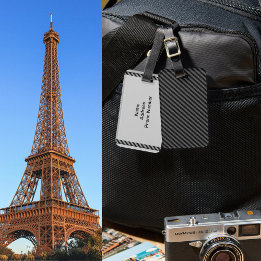 Étiquette À Bagage Bandes diagonales minces en noir et gris