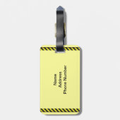 Étiquette À Bagage Bandes diagonales minces en noir et jaune (Dos Vertical)