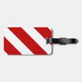 Étiquette À Bagage Bandes diagonales rouges et blanches (Dos horizontal)